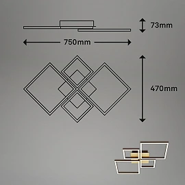 FRAME LED griestu lampa zeltaini brūna, 44W 3000K dimmējama (Briloner)