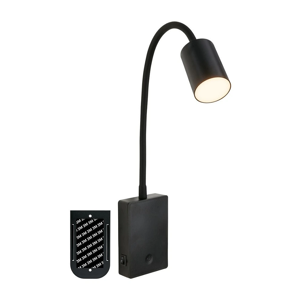 Akumulatora sienas lasāmlampa SMOOTH, 2W, 150lm, 3000K, melna (Briloner)