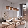 RHON pendant light grey/wood, 5xE14, 110 cm (BRILONER)