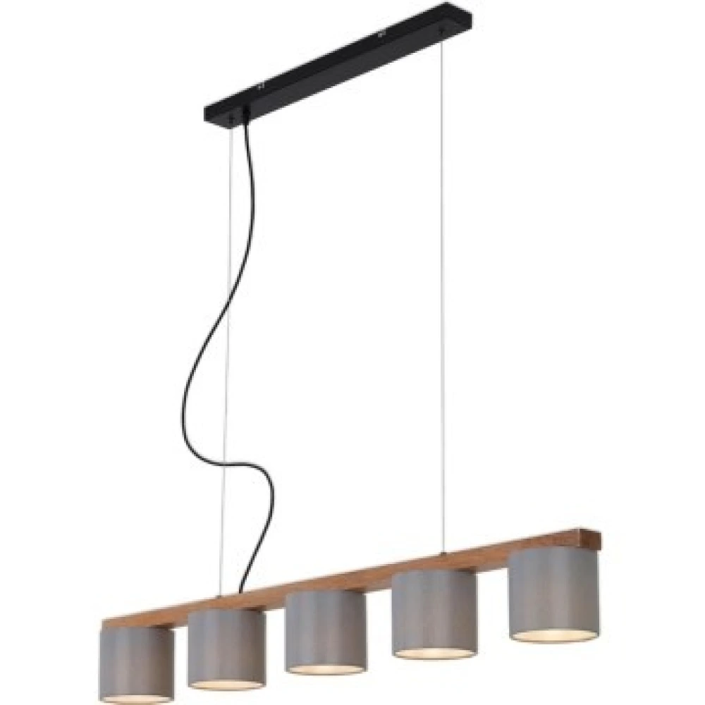RHON pendant light grey/wood, 5xE14, 110 cm (BRILONER)