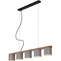 RHON pendant light grey/wood, 5xE14, 110 cm (BRILONER)