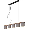 RHON pendant light grey/wood, 5xE14, 110 cm (BRILONER)