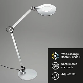 CCT LED galda lampa 9W 930lm dimmējama sudraba (Briloner 7027014)
