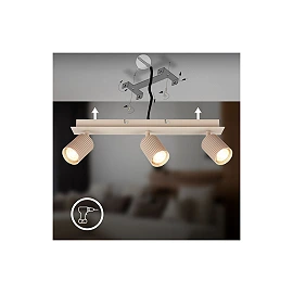 IDA ceiling spotlight, 45 cm, 3×GU10 max. 9W, beige (Briloner)