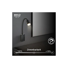 SMOOTH rechargeable wall reading light, 2W, 150lm, 3000K, black (Briloner)