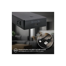 SMOOTH rechargeable wall reading light, 2W, 150lm, 3000K, black (Briloner)