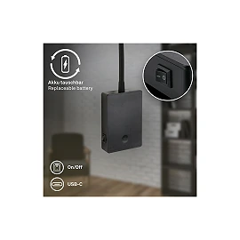 SMOOTH rechargeable wall reading light, 2W, 150lm, 3000K, black (Briloner)