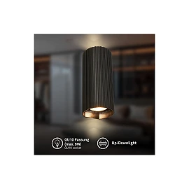 IDA wall light, 2×GU10 max. 9W, IP20, black (Briloner)