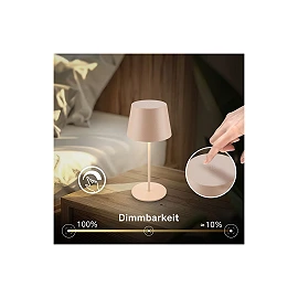 NIVO rechargeable table lamp, 1.2W, 120lm, 2700K, IP44, beige (Briloner)