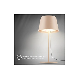 NIVO rechargeable table lamp, 1.2W, 120lm, 2700K, IP44, beige (Briloner)