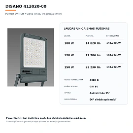 LITIO 2.0 Medium asymmetric LED floodlight 100–150W 4000K IP66 (Disano 412020-00)