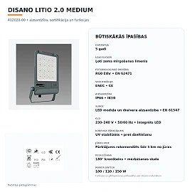 LITIO 2.0 Medium asymmetric LED floodlight 100–150W 4000K IP66 (Disano 412020-00)