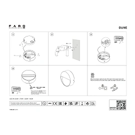 DUNE R āra LED sienas lampa 3 W 4CCT IP65 matēti balta (FARO)