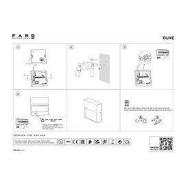 DUNE SQ āra LED sienas lampa 3 W 4CCT IP65 tumši pelēka (FARO)