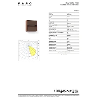 DUNE SQ āra LED sienas lampa 3 W 4CCT IP65 rūsas brūna (FARO)