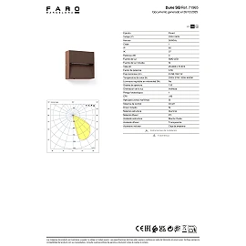 DUNE SQ āra LED sienas lampa 3 W 4CCT IP65 rūsas brūna (FARO)