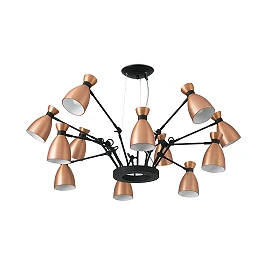 Pendant RETRO, 12 x E14 max. 20W, IP20, gold/satin gold/copper colour - FARO - 200xx