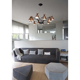 Pendant RETRO, 12 x E14 max. 20W, IP20, gold/satin gold/copper colour - FARO - 200xx