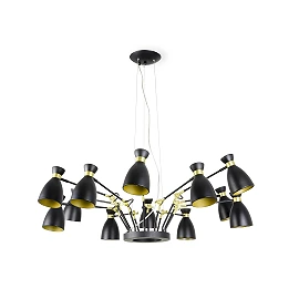 Pendant RETRO, 12 x E14 max. 20W, IP20, gold/satin gold/copper colour - FARO - 200xx