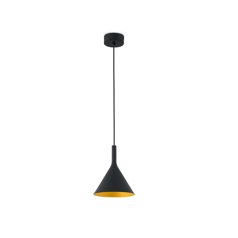 Pendant PAM-P LED, LED 11W module, IP20, black and gold/white, small - FARO - 6415x