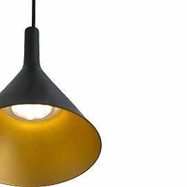 Pendant PAM-P LED, LED 11W module, IP20, black and gold/white, small - FARO - 6415x