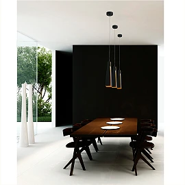 Pendant PLUMA LED, 6W LED SMD, 450 Lm, 3000K, black and gold/white - FARO - 6417x