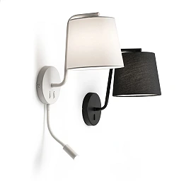 Wall lamp BERNI, 1 x E27 max. 20W, IP20, black/white/matt nickel - FARO - 2932x
