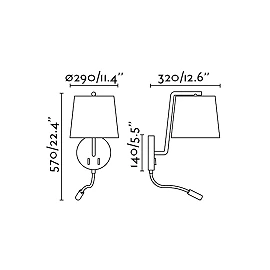 FARO BERNI wall lamp with LED reader, E27 + 3 W LED, 3000 K, 293xx