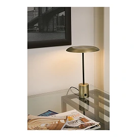 HOSHI LED table lamp, satin gold/black - FARO - 28387