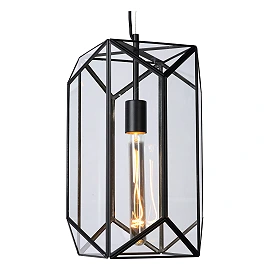 Pendant lamp "FERN", 1x E27 max. 60W, black- glass, metal - 25406/01/30 (Lucide)