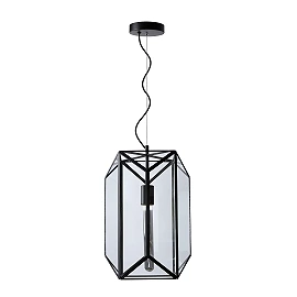 Pendant lamp "FERN", 1x E27 max. 60W, black- glass, metal - 25406/01/30 (Lucide)