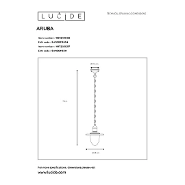 Pendant light outdoor "ARUBA", 1x E27 max. 60W - 11872-01-30 (Lucide)
