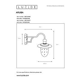 Wall light outdoor "ARUBA", 1x E27 max. 60W, metal - 11871-01-30 (Lucide)
