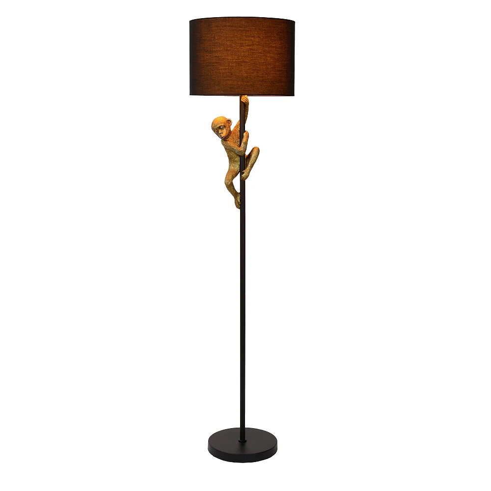 Floor lamp "EXTRAVAGANZA CHIMP", 1x E27 max. 60W, black gold - metal - cotton - 10702-81-30 (Lucide)