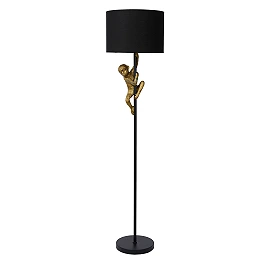 Floor lamp "EXTRAVAGANZA CHIMP", 1x E27 max. 60W, black gold - metal - cotton - 10702-81-30 (Lucide)