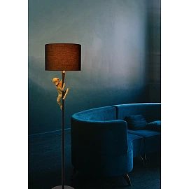 Floor lamp "EXTRAVAGANZA CHIMP", 1x E27 max. 60W, black gold - metal - cotton - 10702-81-30 (Lucide)