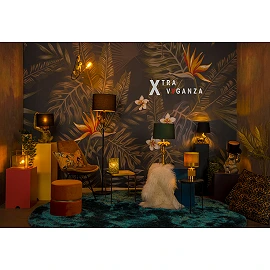 Floor lamp "EXTRAVAGANZA CHIMP", 1x E27 max. 60W, black gold - metal - cotton - 10702-81-30 (Lucide)