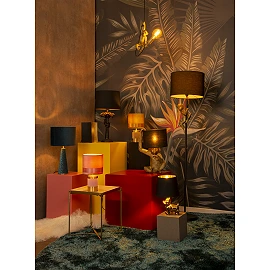 Floor lamp "EXTRAVAGANZA CHIMP", 1x E27 max. 60W, black gold - metal - cotton - 10702-81-30 (Lucide)