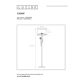 Floor lamp "EXTRAVAGANZA CHIMP", 1x E27 max. 60W, black gold - metal - cotton - 10702-81-30 (Lucide)