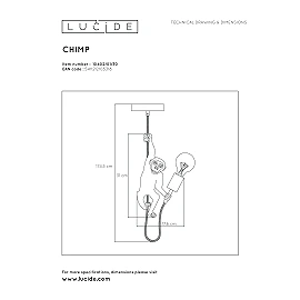 Pendant lamp "EXTRAVAGANZA CHIMP", 1x E27 max. 60W, black gold - metal, synthetic material - 10402-01-30 (Lucide)