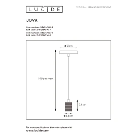 Pendant lamp "JOVA", 1x E27 max. 60W, metal - 08426-01-30 (Lucide)