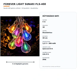 SUNARI FLS-400 solar LED string light 4 m 10 multicolour bulbs (Forever Light RTV222475)