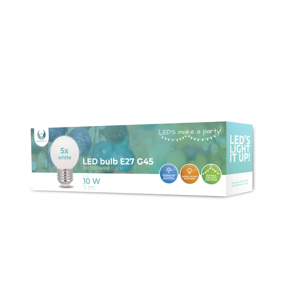 LED Bulb E27 G45 2W 230V neutral white 5pcs Forever Light