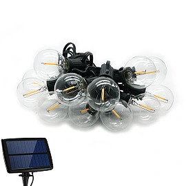 Solar string light 5.5m + 10 LED bulbs filament E12 G40 IP44