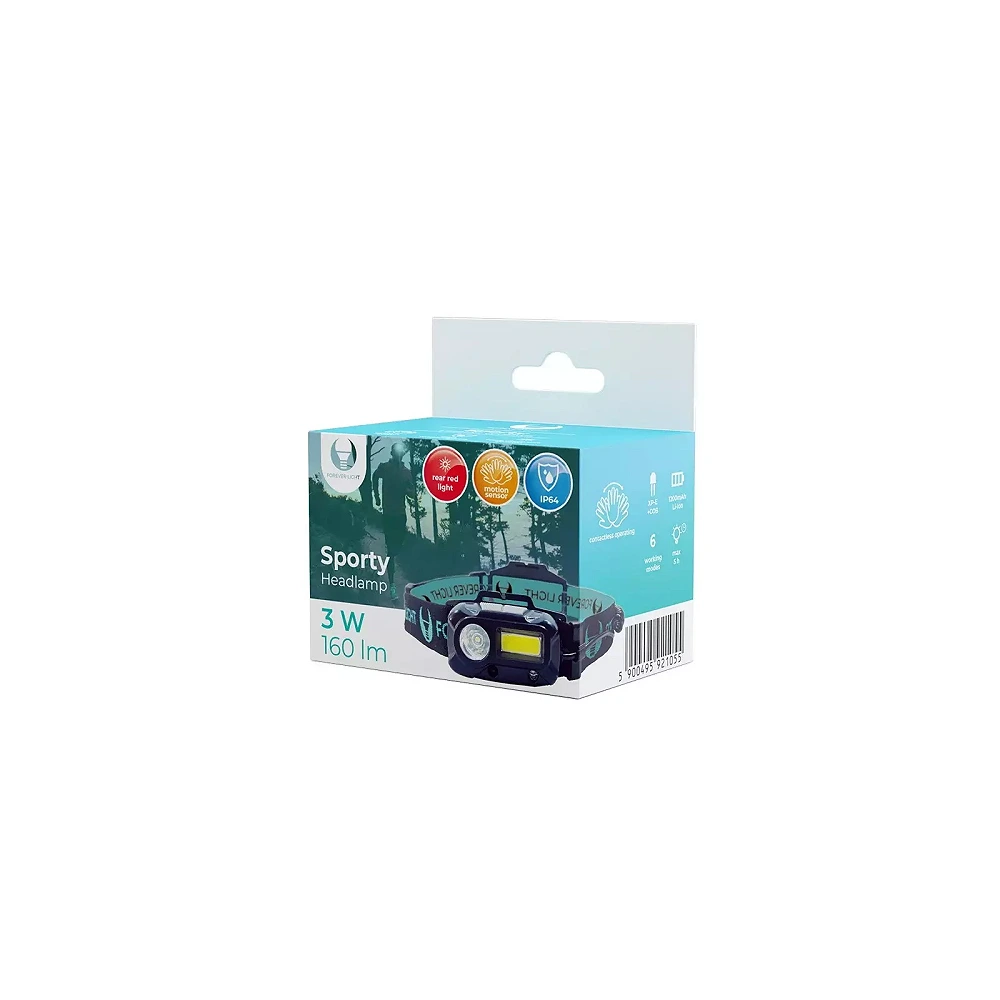 LED headlamp Sporty XP-E 3W + COB 3W 160 + 80 lm, motion sensor, 1200 mAh (Forever Light)