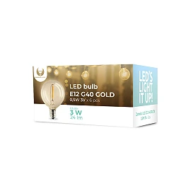 Decorative LED bulb set E12 G40 0.5W 3V 2200K 24 lm gold, 6 pcs (Forever Light)