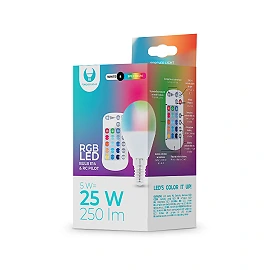 RGB+WW LED bulb E14 G45, 5W, 250Lm