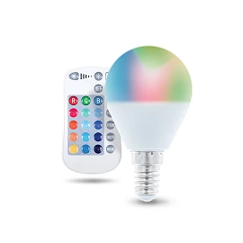 RGB+WW LED bulb E14 G45, 5W, 250Lm