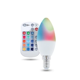 RGB+WW LED bulb E14 C37 5W, 250Lm