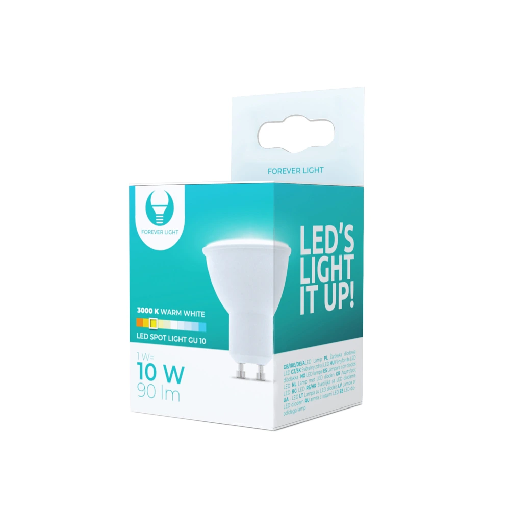 LED spuldze GU10 1W, 3000K, 90lm, 120° — Forever Light RTV003477 LED spuldze GU10 1W, 3000K, 90lm, 120° — Forever Light RTV003477